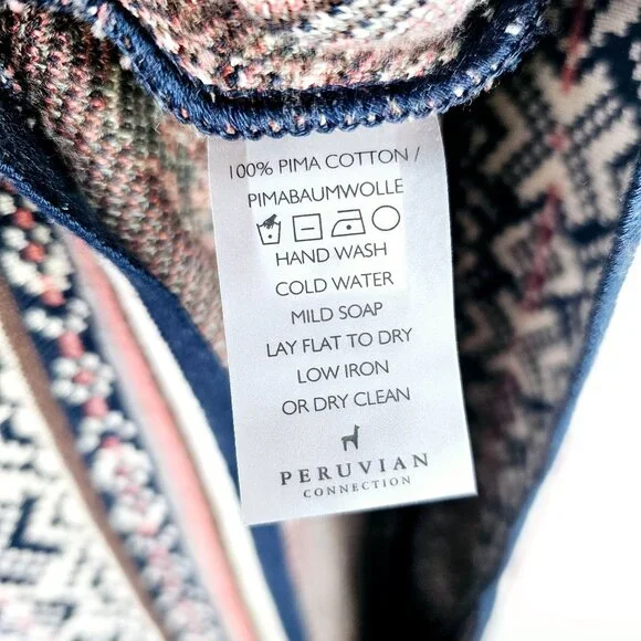 Peruvian Connection Floral Stretch Pima Cotton Bodycon Sweater Dress, Peru, Sz S - Picture 11 of 11